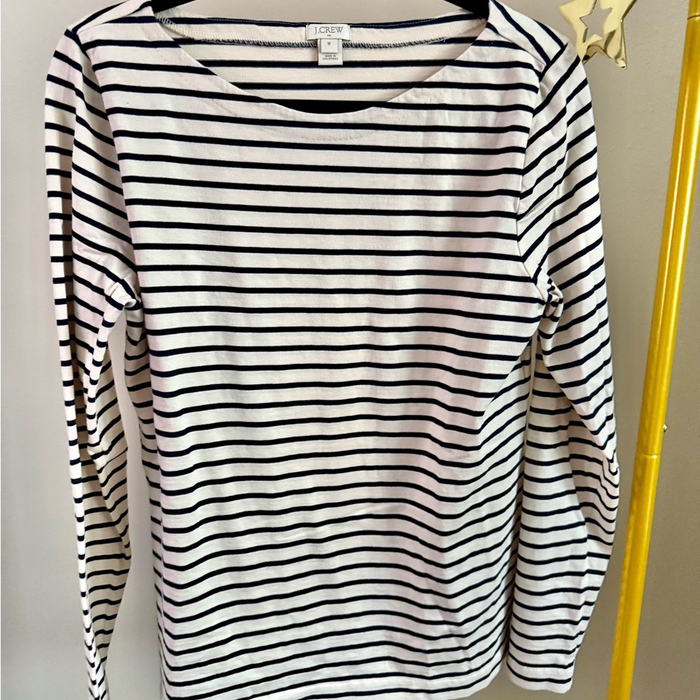 J.Crew Striped Long Sleeve Tee Navy White Classic Breton Top M